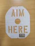 Aim Here badminton stencil